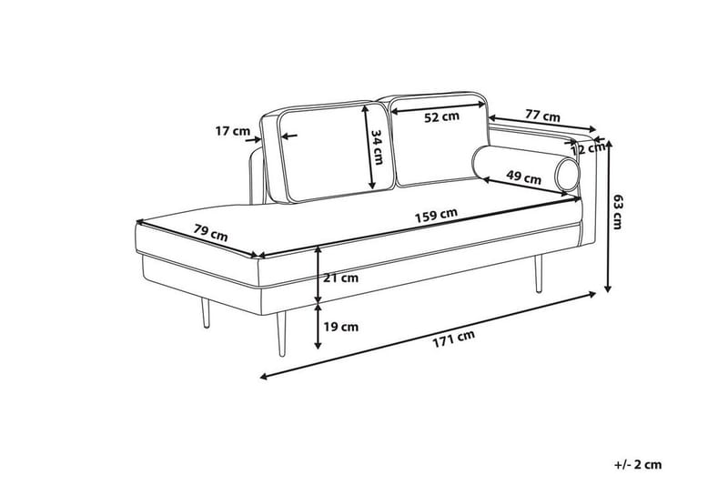Llanfach Sjeselong Høyre Fløyel - Rosa - Møbler - Stoler & lenestoler - Lenestoler - Sjeselonglenestol & divanlenestol