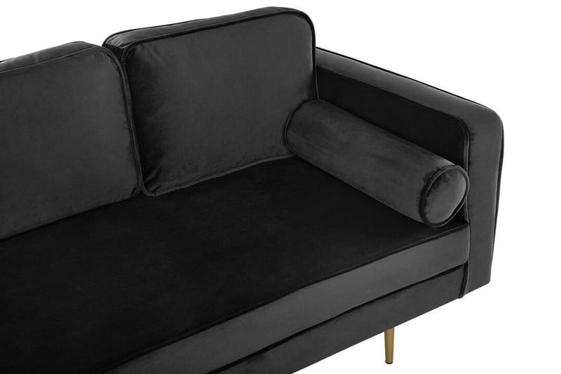 Llanfach Sjeselong Høyre Fløyel - Svart - Møbler - Stoler & lenestoler - Lenestoler - Sjeselonglenestol & divanlenestol