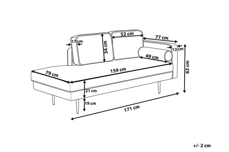 Llanfach Sjeselong Høyre Fløyel - Svart - Møbler - Stoler & lenestoler - Lenestoler - Sjeselonglenestol & divanlenestol