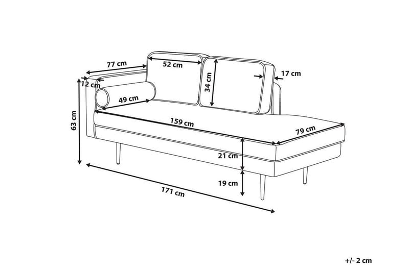 Llanfach Sjeselong Venstre Fløyel - Rosa - Møbler - Stoler & lenestoler - Lenestoler - Sjeselonglenestol & divanlenestol