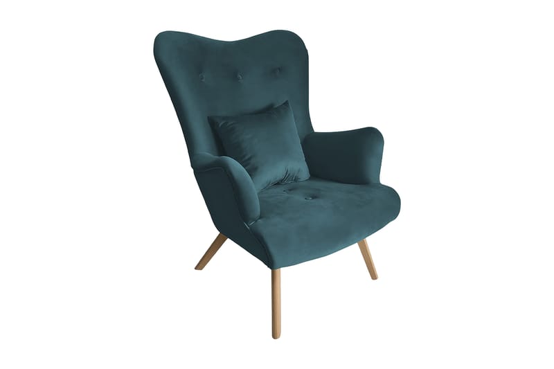Skandynawski Lenestol - Fløyel/Blå - Møbler - Stoler & lenestoler - Lenestoler