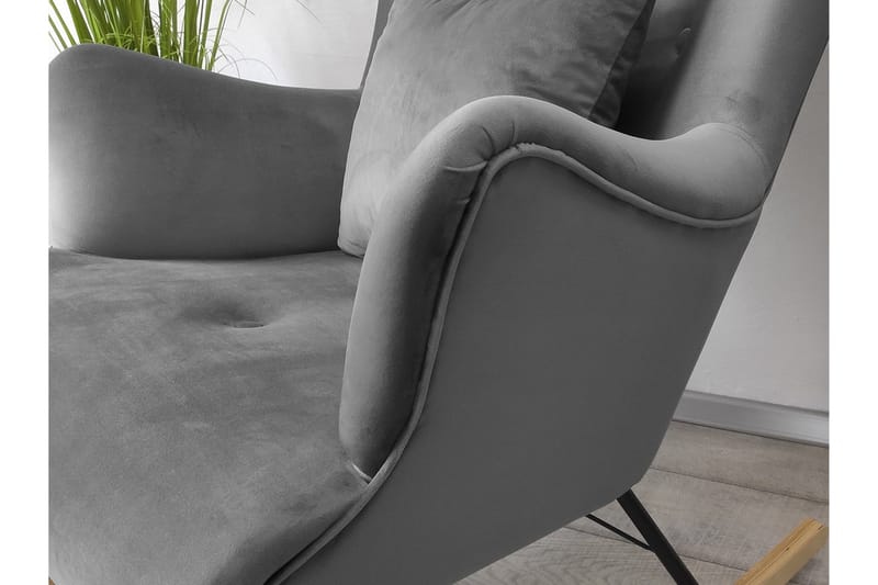 Skandynawski Lenestol - Fløyel/Grå - Møbler - Stoler & lenestoler - Lenestoler