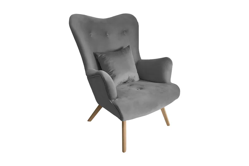 Skandynawski Lenestol, Fløyel/Grå
