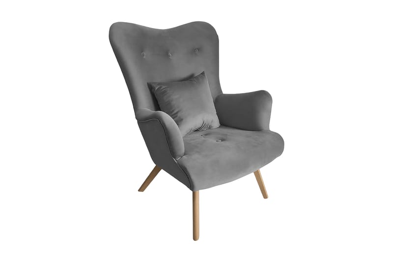 Skandynawski Lenestol - Fløyel/Grå - Møbler - Stoler & lenestoler - Lenestoler