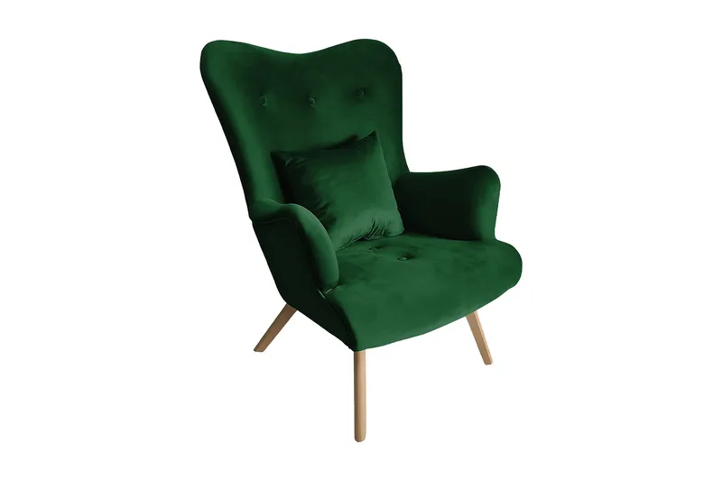 Skandynawski Lenestol - Fløyel/Grønn - Møbler - Stoler & lenestoler - Lenestoler