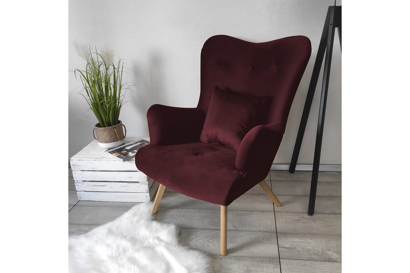 Skandynawski Lenestol - Fløyel/Lilla/Rød - Møbler - Stoler & lenestoler - Lenestoler