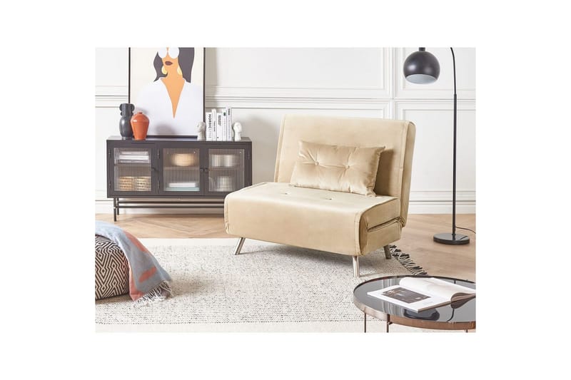 Sovesofa Farris - Beige, Sølv - Møbler - Stoler & lenestoler - Lenestoler - Sovestol