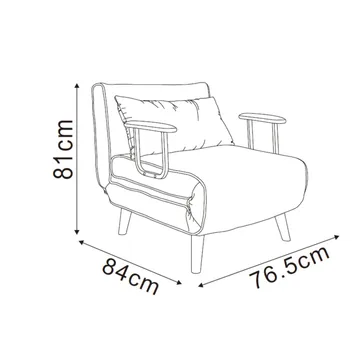 Sovesofa-lenestol HOME4YOU Hannes 76,5x84x81 cm grå - grå - Møbler - Stoler & lenestoler - Lenestoler - Sovestol