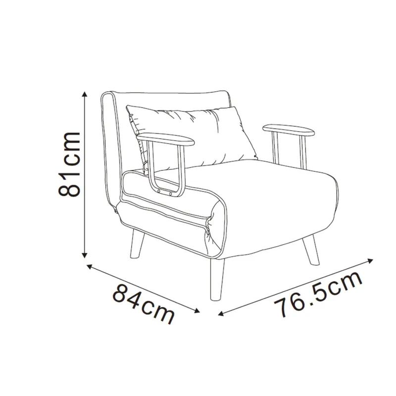 Sovesofa-lenestol HOME4YOU Hannes 76,5x84x81 cm grå - grå - Møbler - Stoler & lenestoler - Lenestoler - Sovestol