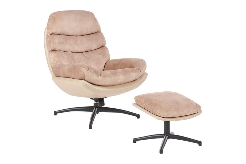 Svingbar lenestol Eide - Beige, svart - Møbler - Stoler & lenestoler - Lenestoler - Lenestoler uten armlene