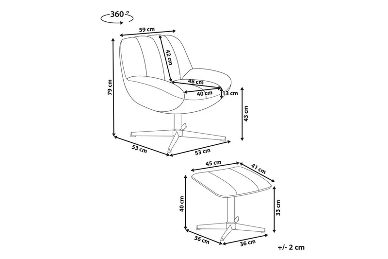 Svingbar lenestol Lia - Beige, svart - Møbler - Stoler & lenestoler - Lenestoler - Lenestoler uten armlene