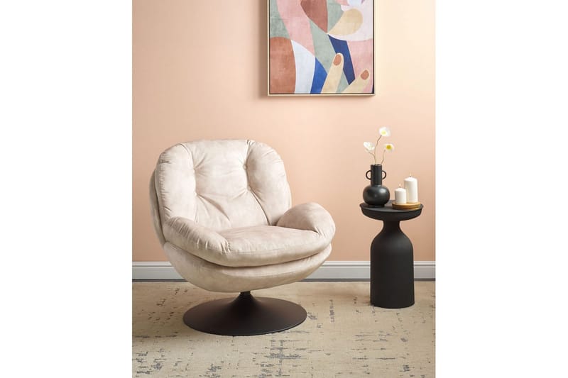Svingbar lenestol Nolvik - Beige, svart - Møbler - Stoler & lenestoler - Lenestoler - Lenestoler uten armlene