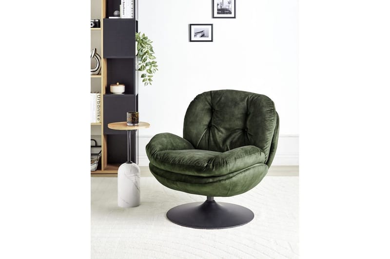 Svingbar lenestol Nolvik - Grønn, Svart, Grønn, svart - Møbler - Stoler & lenestoler - Lenestoler - Lenestoler uten armlene