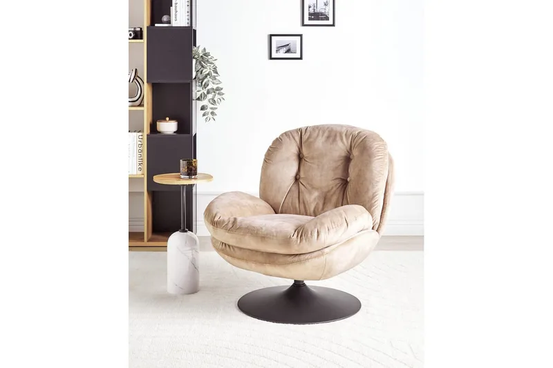 Svingbar lenestol Nolvik - Sandbeige, svart - Møbler - Stoler & lenestoler - Lenestoler - Lenestoler uten armlene