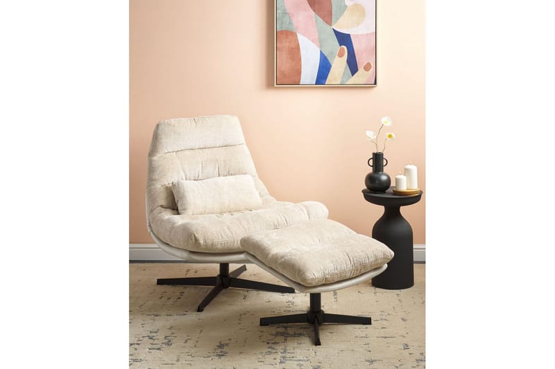 Svingbar lenestol Tovik - Beige, svart - Møbler - Stoler & lenestoler - Lenestoler - Lenestoler uten armlene