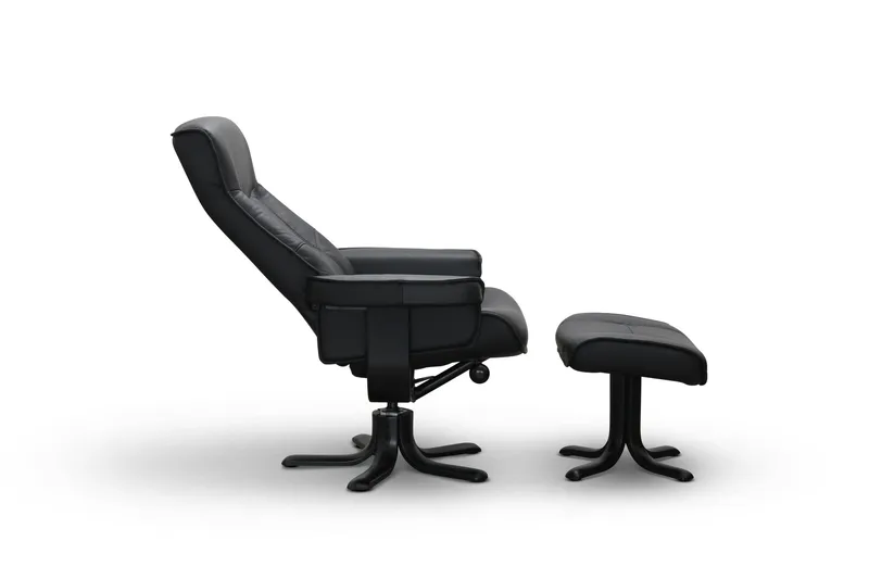 Tateo Lenestol Skinn - Svart - Møbler - Stoler & lenestoler - Lenestoler - Lenestol med fotskammel