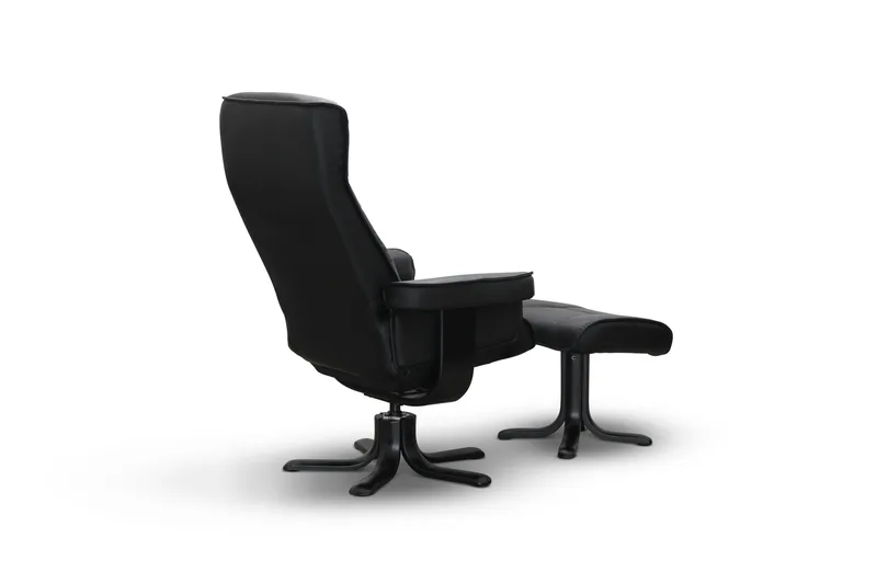 Tateo Lenestol Skinn - Svart - Møbler - Stoler & lenestoler - Lenestoler - Lenestol med fotskammel