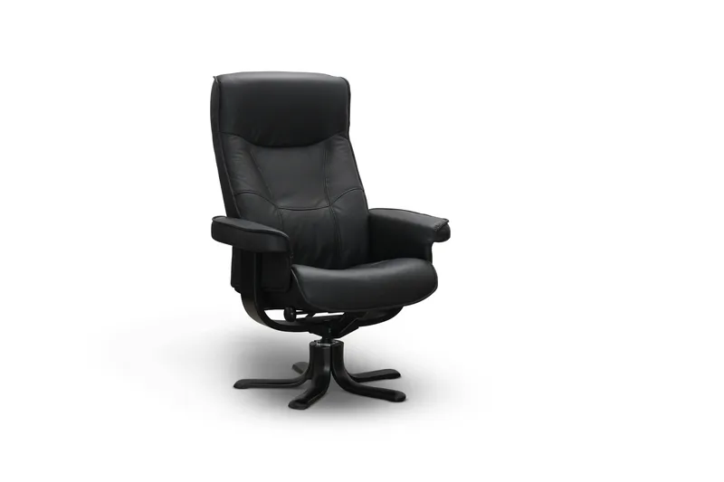 Tateo Lenestol Skinn - Svart - Møbler - Stoler & lenestoler - Lenestoler - Lenestol med fotskammel