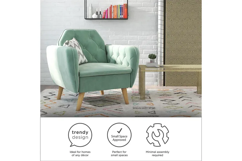 Teresa Lenestol Fløyel/Lysegrønn - Novogratz - Møbler - Stoler & lenestoler - Lenestoler