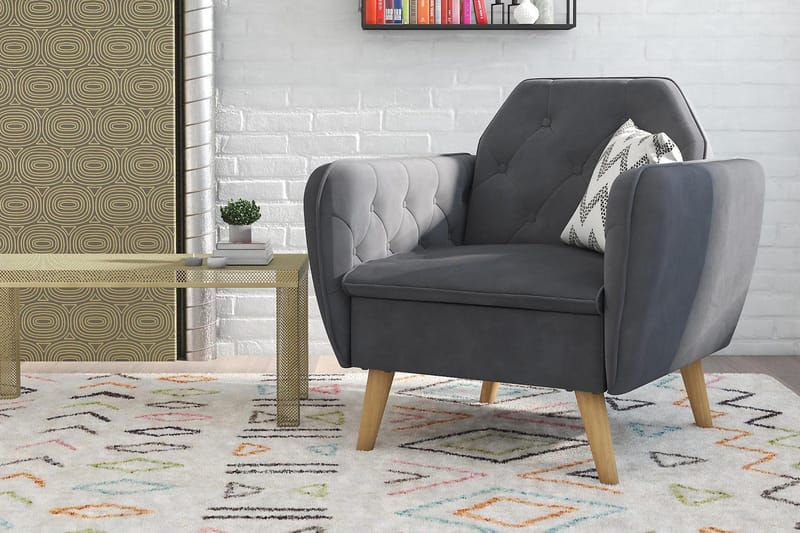 Teresa Lenestol Grå/Fløyel - Novogratz - Møbler - Stoler & lenestoler - Lenestoler