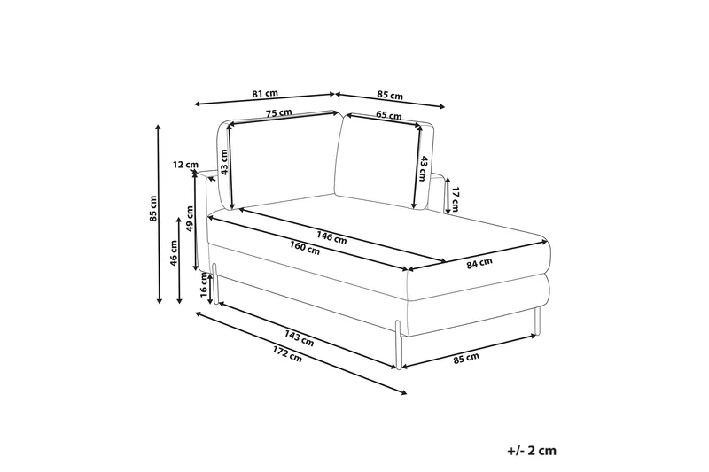 Toliman Sjeselong 172 cm Venstre - Brun/Svart - Møbler - Stoler & lenestoler - Lenestoler - Sjeselonglenestol & divanlenestol