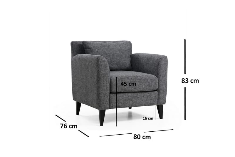 Tomski Lenestol med Armlene - Grå - Lenestoler