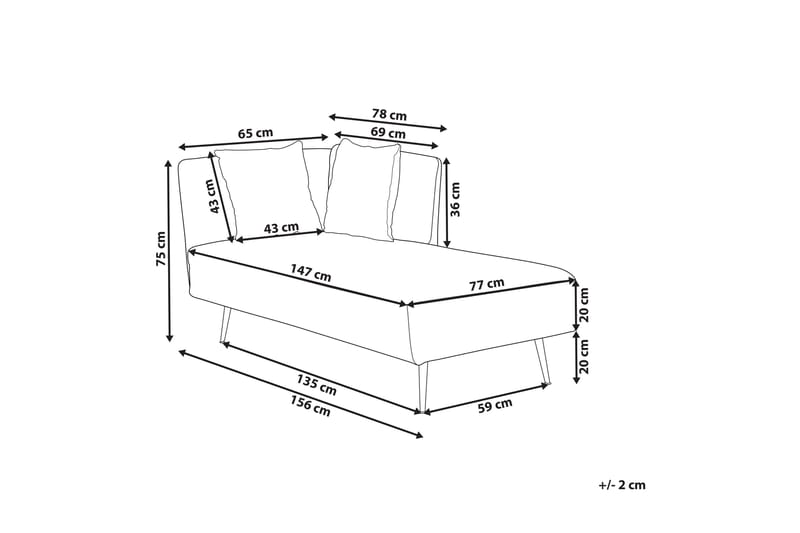 Toyoko Sjeselong 156 cm Venstre - Svart/Hvit - Møbler - Stoler & lenestoler - Lenestoler - Sjeselonglenestol & divanlenestol