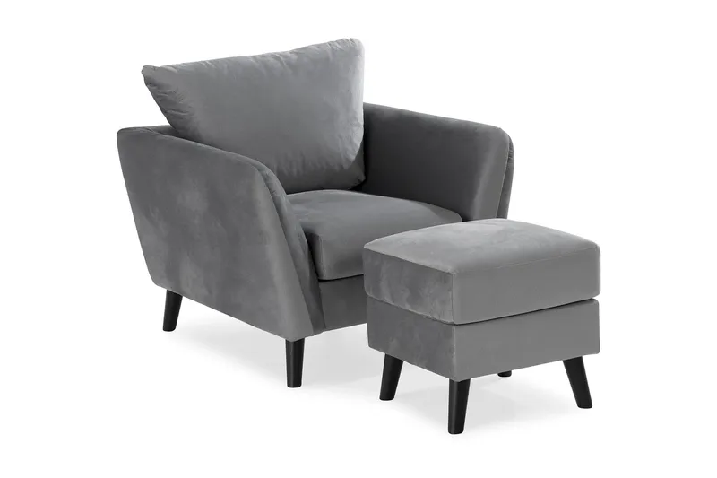 Trend Lenestol med Fotskammel Fløyel, Lysegrå