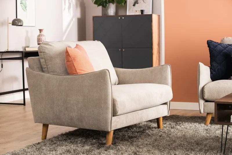 Trend Lyx Lenestol - Beige/Eik - Møbler - Stoler & lenestoler - Lenestoler