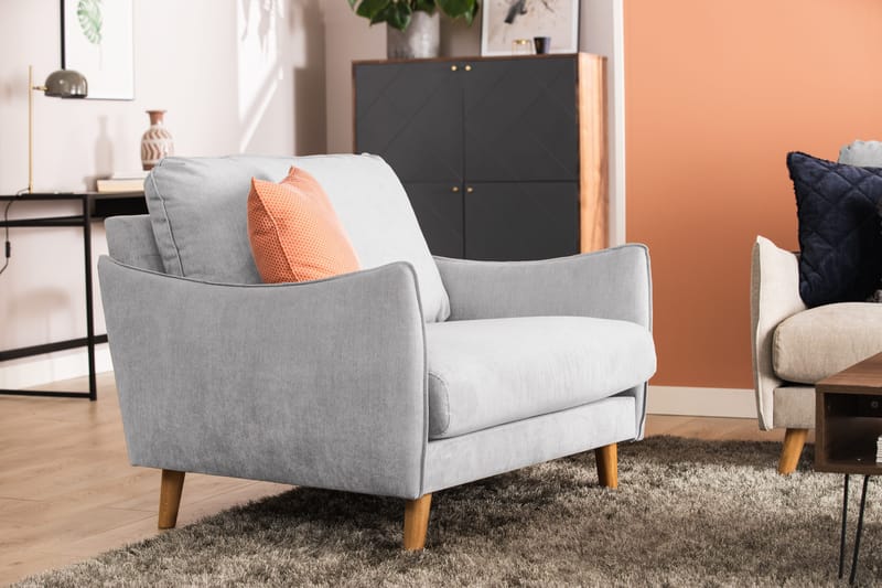 Trend Lyx Lenestol - Lysegrå/Eik - Møbler - Stoler & lenestoler - Lenestoler