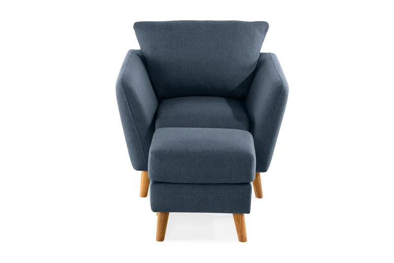 Trend Sofagruppe Lenestol med Fotskammel - Blå - Møbler - Stoler & lenestoler - Lenestoler - Lenestol med fotskammel