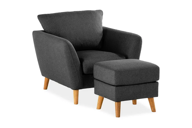 Trend Sofagruppe Lenestol med Fotskammel, Svart