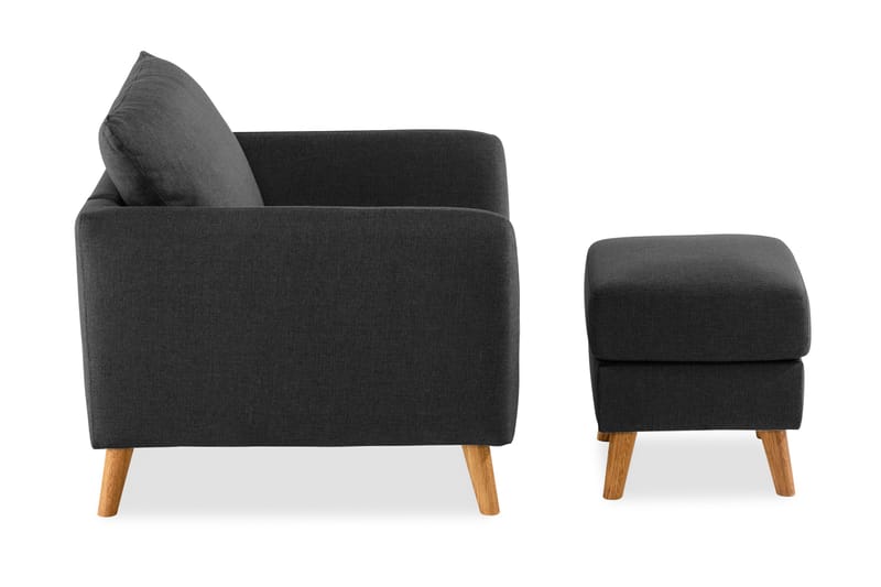 Trend Sofagruppe Lenestol med Fotskammel - Svart - Møbler - Stoler & lenestoler - Lenestoler - Lenestol med fotskammel