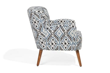 Tumba Oval Retro Lenestol i Stoff med Trebein - Hvit - Møbler - Stoler & lenestoler - Lenestoler