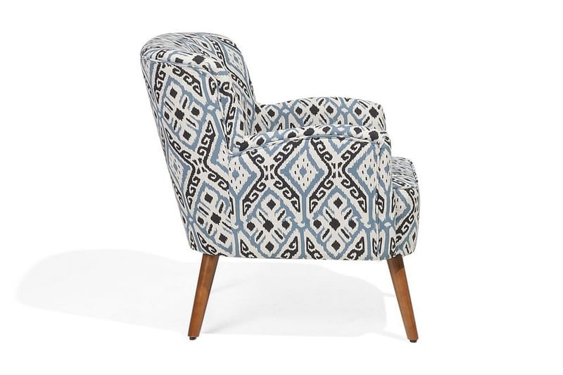 Tumba Oval Retro Lenestol i Stoff med Trebein - Hvit - Møbler - Stoler & lenestoler - Lenestoler