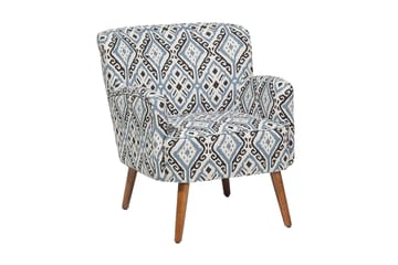 Tumba Oval Retro Lenestol i Stoff med Trebein - Hvit - Møbler - Stoler & lenestoler - Lenestoler
