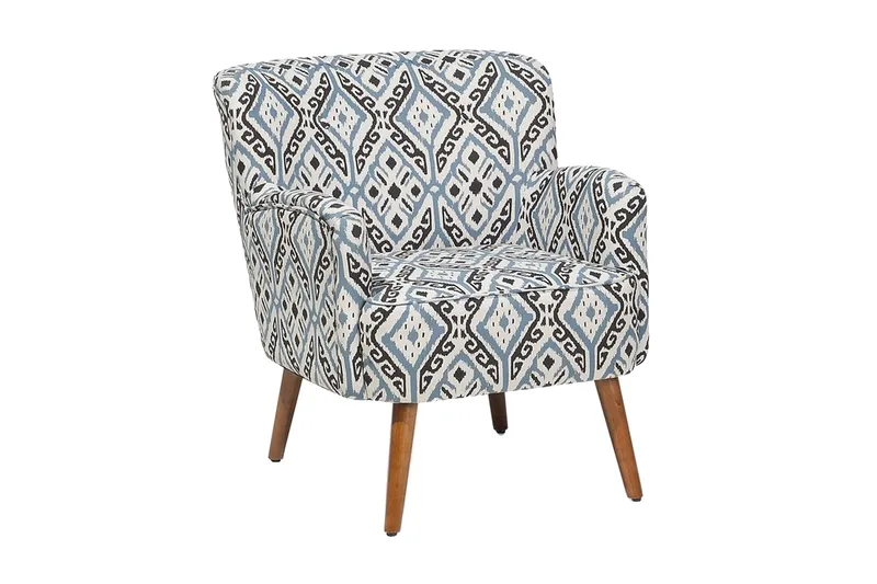 Tumba Oval Retro Lenestol i Stoff med Trebein, Hvit