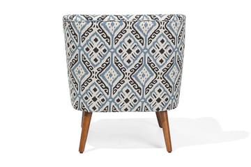 Tumba Oval Retro Lenestol i Stoff med Trebein - Hvit - Møbler - Stoler & lenestoler - Lenestoler