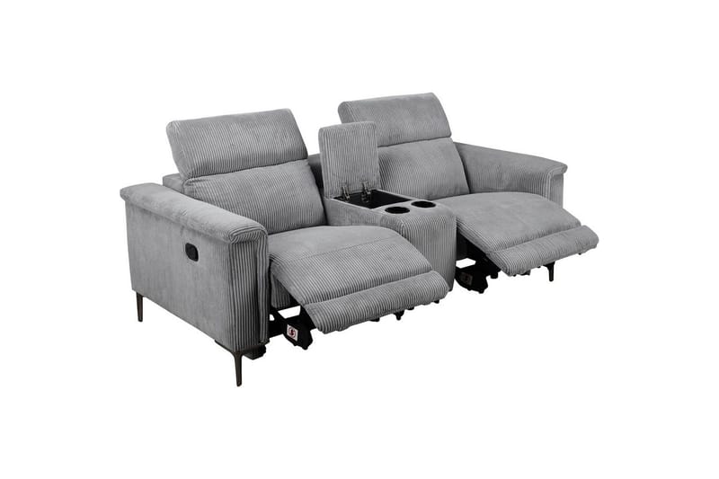 Vanlig reclinerstol Loft24 Dobbel reclinerstol Loft24 Lund Grå 100 % polyester - Møbler - Stoler & lenestoler - Lenestoler - Liggestol