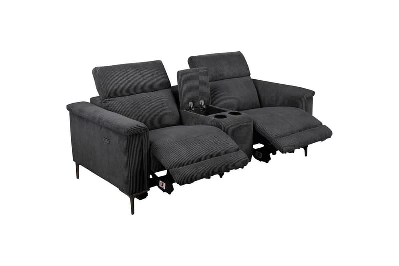 Vanlig reclinerstol Loft24 Dobbel reclinerstol Loft24 Lund Grå1 100 % polyester - Møbler - Sofaer - Reclinersofaer
