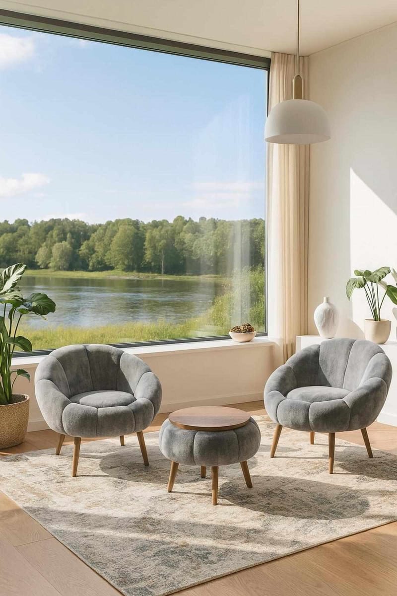 Wing Chair & Coffee Table Set (3 Pieces) Atelier Del Sofa - Møbler - Stoler & lenestoler - Lenestoler