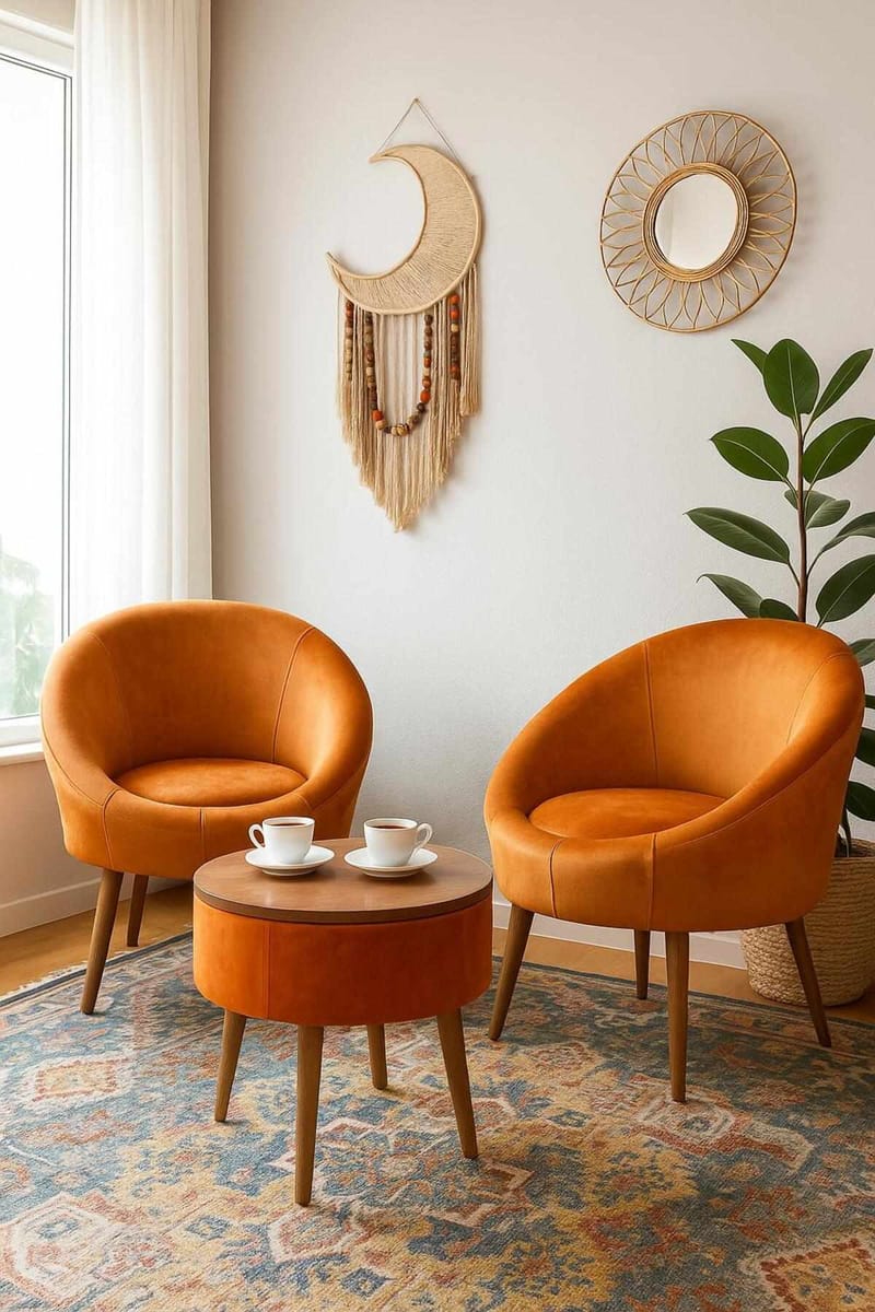 Wing Chair & Coffee Table Set (3 Pieces) Atelier Del Sofa - Møbler - Stoler & lenestoler - Lenestoler