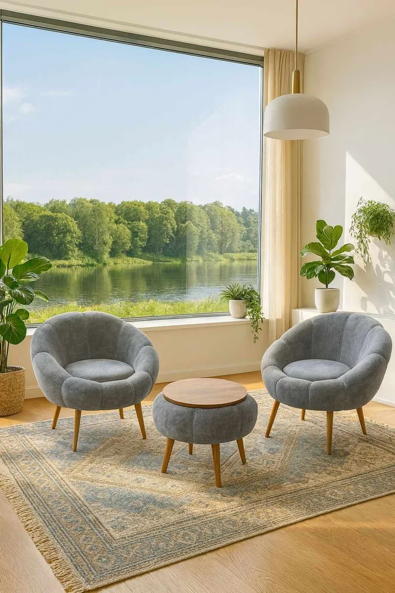 Wing Chair & Coffee Table Set (3 Pieces) Atelier Del Sofa, undefined