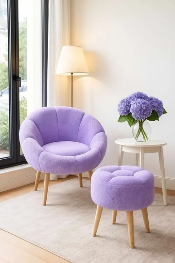 Wing Chair & Pouffe Set (2 Pieces) Atelier Del Sofa
