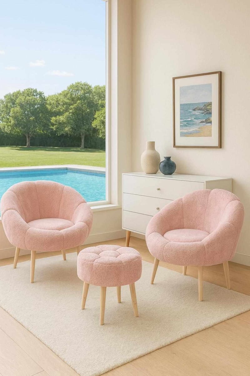 Wing Chair & Pouffe Set (3 Pieces) Atelier Del Sofa, undefined