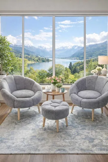 Wing Chair & Pouffe Set (3 Pieces) Atelier Del Sofa