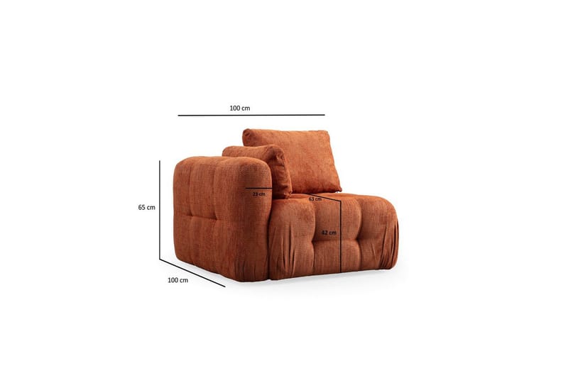 Yvara Vänstermodul 100 cm - Oransje - Møbler - Stoler & lenestoler - Lenestoler - Lenestoler uten armlene
