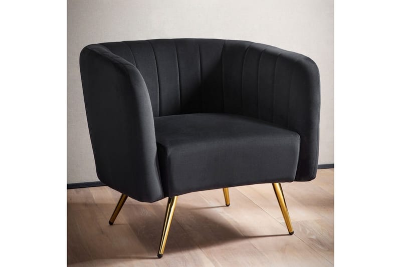 Lounge & Cocktail Stol Wohnling Fløyelslett trukket med gullfargede metallben, industriell stil - Møbler - Stoler & lenestoler - Spisestuestoler & kjøkkenstoler