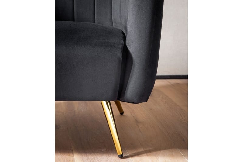 Lounge & Cocktail Stol Wohnling Fløyelslett trukket med gullfargede metallben, industriell stil - Møbler - Stoler & lenestoler - Spisestuestoler & kjøkkenstoler