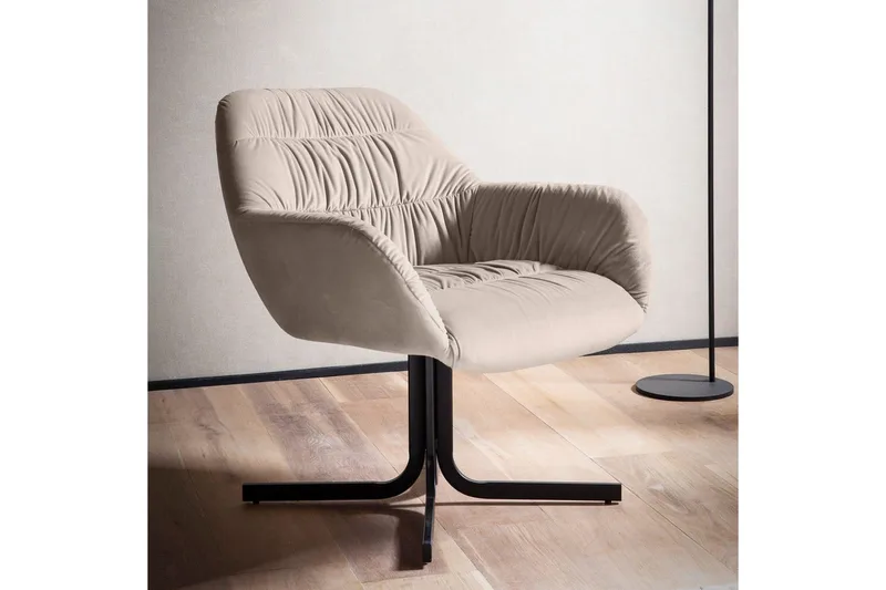 Lounge & Cocktail Stol Wohnling koselig fløyelstrukket, med armlener, moderne stil Beige - Beige - Møbler - Stoler & lenestoler - Lenestoler